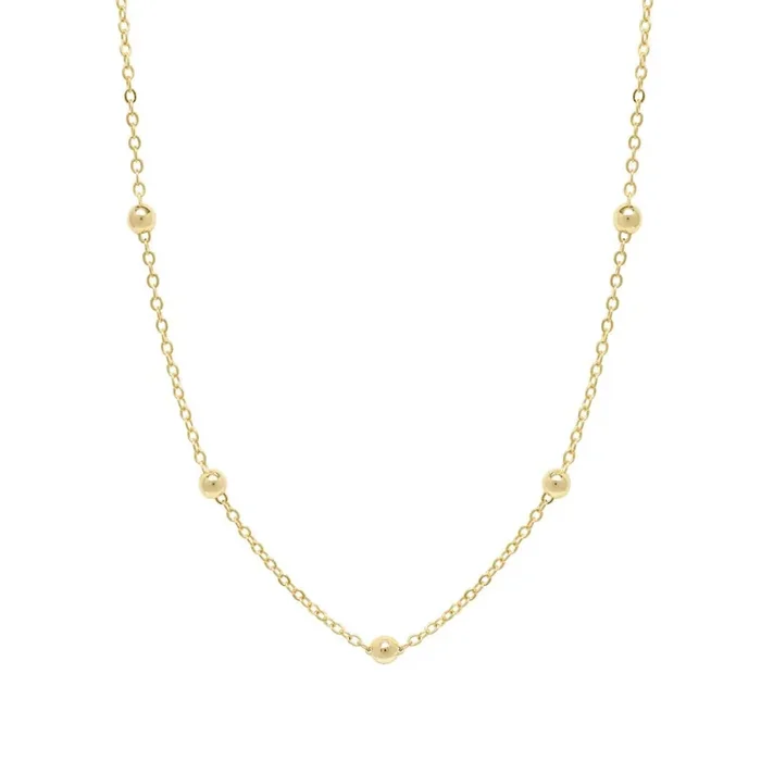 Elements 14K Gold Over Brass 20 Inch Beaded Station Chain Necklace