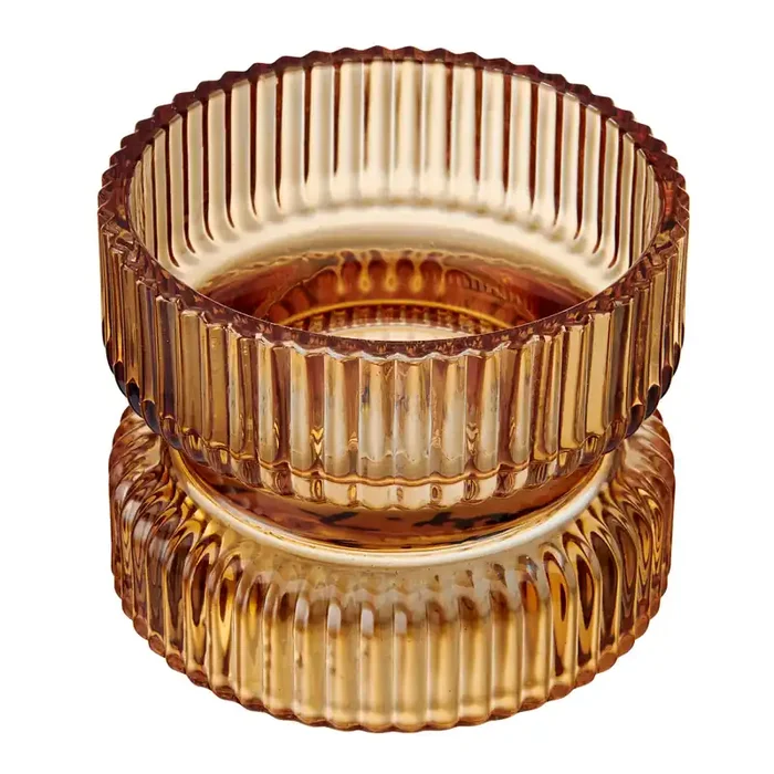 Elements Amber Synch Glass Candle Holder 3IN