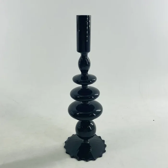 Elements Glass Candle Holder Navy 3.5×10.8IN