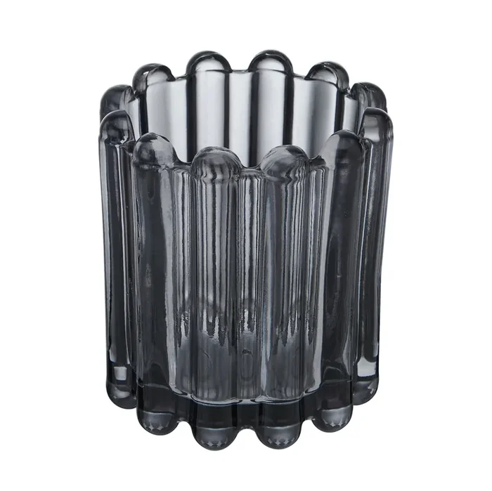 Elements Glass Candle Holder Smoke 4.25IN