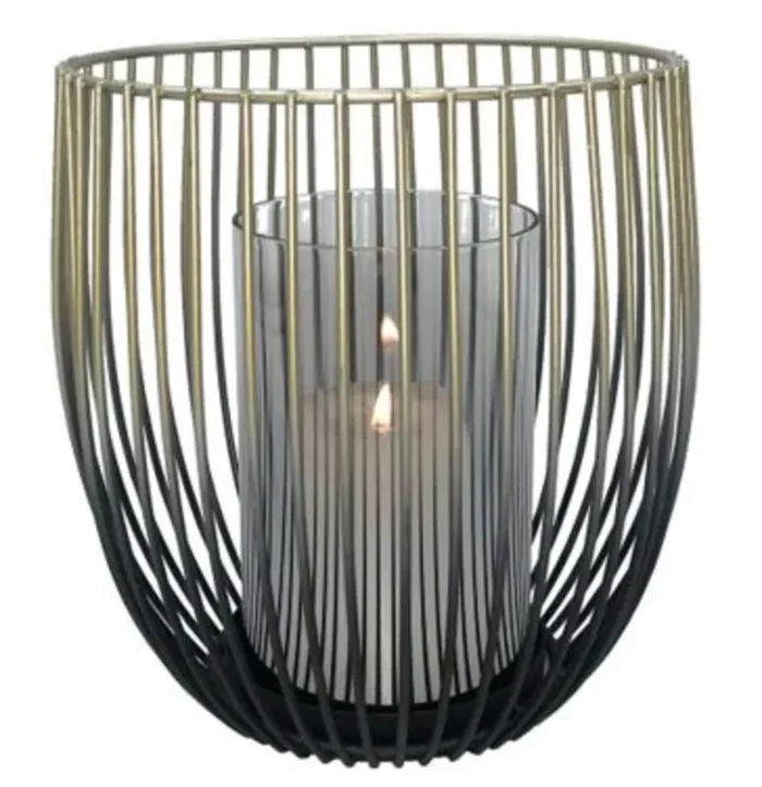 Elements Glass Cylinder Metal Candle Holder Gold 6 x 7 inch