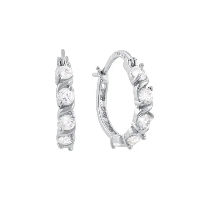 Elements Gold Over Silver 16Mm Cubic Zirconia Click-Top Hoop Earrings