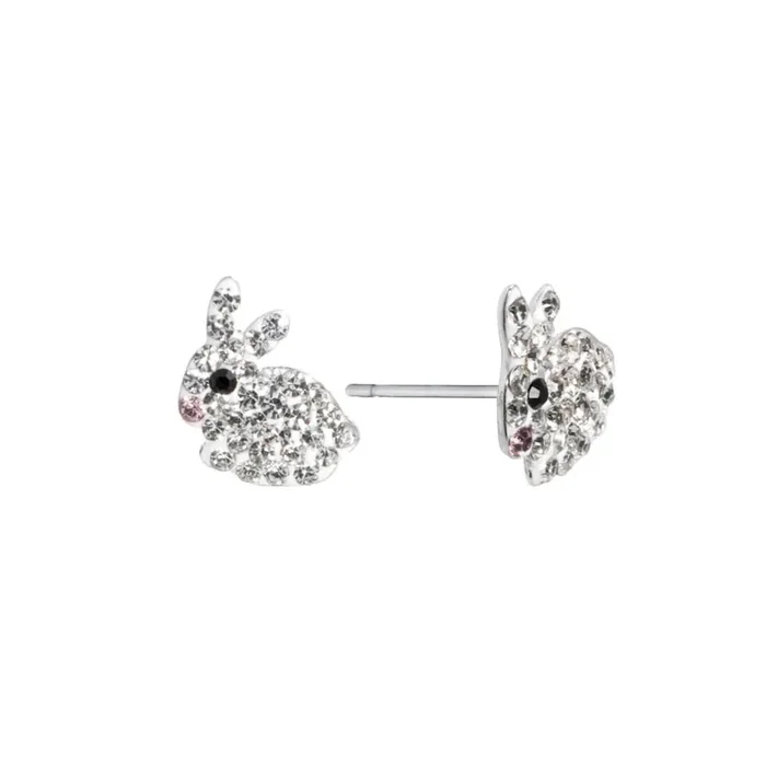 Elements Silver Plated Crystal Bunny Stud Earrings