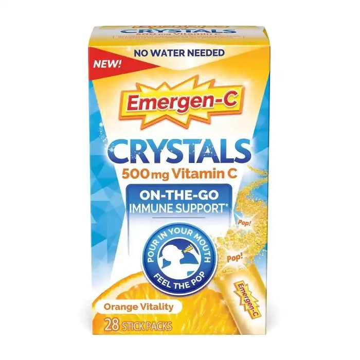 Emergen-C Crystals On-The-Go Immunity Vitamins Powder – Orange Vitality – 28ct