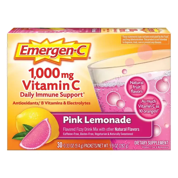 Emergen-C Fizzy Drink Mix 1,000 mg Pink Lemonade Vitamin C 30 ea