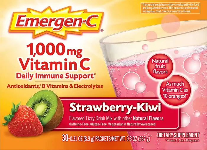 Emergen-C Fizzy Drink Mix 1000 mg Strawberry-Kiwi Vitamin C 30 ea