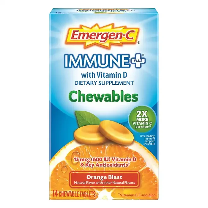 Emergen-C Immune Plus with Vitamin D Tablets Orange Blast Chewables 14 ea