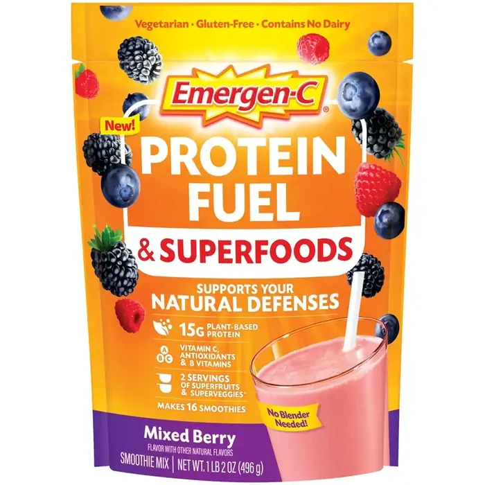 Emergen-C Protein Fuel & Superfoods Mixed Berry Smoothie Mix Pouch)