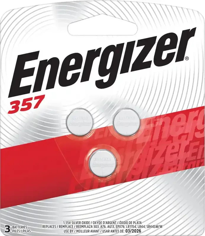 Energizer 357 Silver Oxide Batteries 3 ea Blister Pack