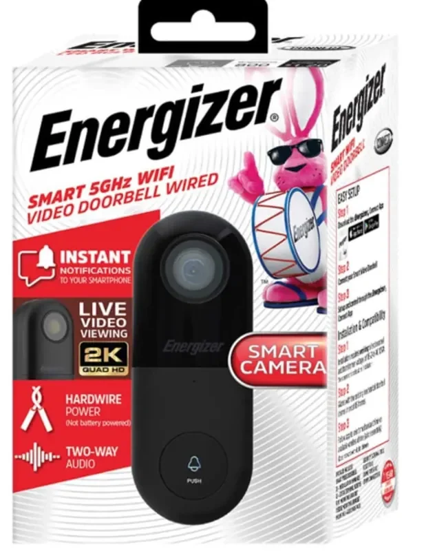 Energizer® Smart 2k Video Doorbell with Live Video Viewing