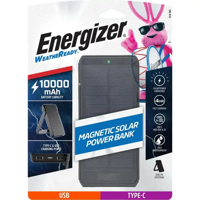 Energizer WeatheReady 10,000mAh Magnetic Solar Power Bank