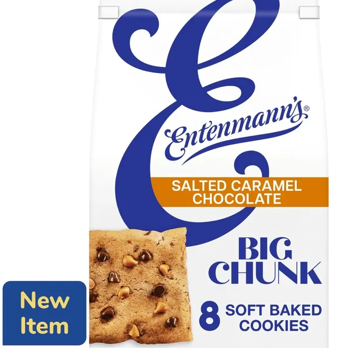 Entenmann‘s Big Chunk Salted Caramel Chocolate Soft Baked Cookies, 8 packs, Cookies, 8.6 oz Bag