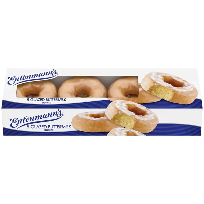 Entenmann‘s Glazed Buttermilk Donuts, 8 count, Glazed Donuts, 16 oz Box