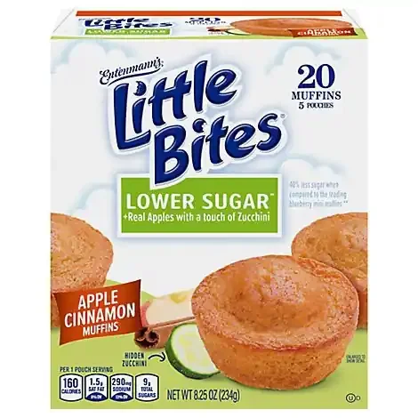 Entenmann‘s Little Bites Lower Sugar Apple Cinnamon Muffins 5 Pouches – 8.25 Oz