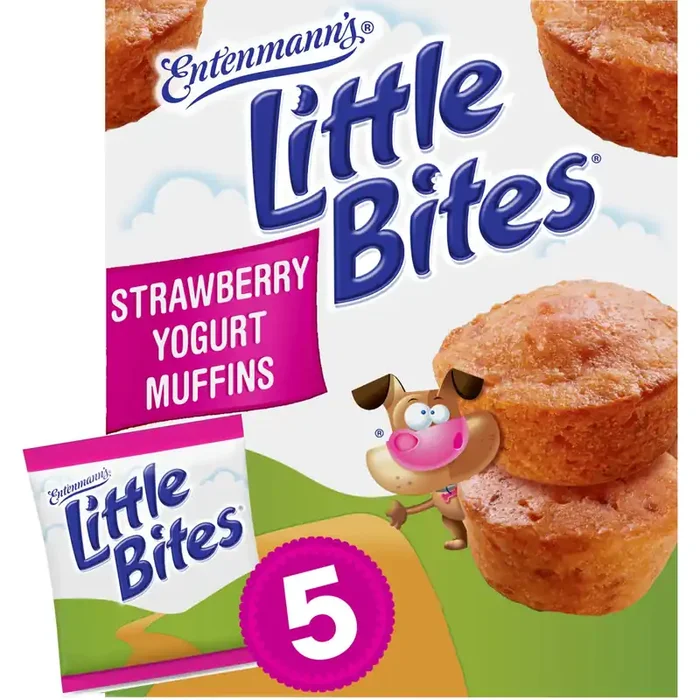 Entenmann‘s Little Bites Strawberry Yogurt Muffins, 5 packs, Strawberry Mini Snack Cakes, 8.25 oz Box