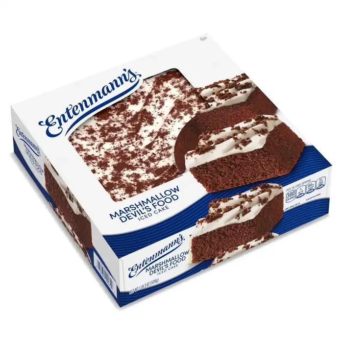 Entenmann‘s Marshmallow Devil‘s Food Iced Cake, 19 oz, Chocolate & Vanilla Cakes, Box