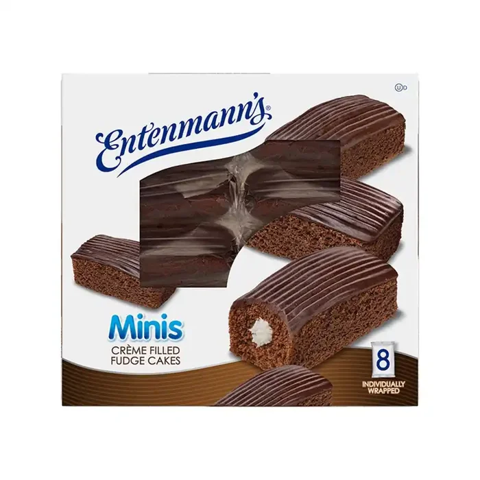 Entenmann‘s Minis Crème Filled Fudge Cakes, 8 Individually Wrapped Snack Cakes, 13.8 oz