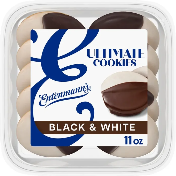 Entenmann‘s Ultimate Black & White Cookies, 11 oz, Chocolate & Vanilla Cookies, Container