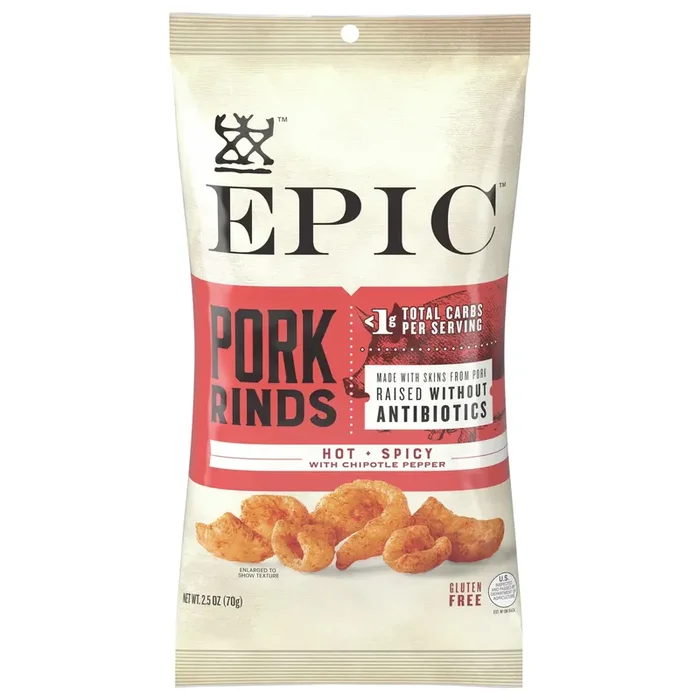 EPIC Pork Rinds, Hot and Spicy Chipotle Pepper, Keto Friendly Snack, 2.5 oz
