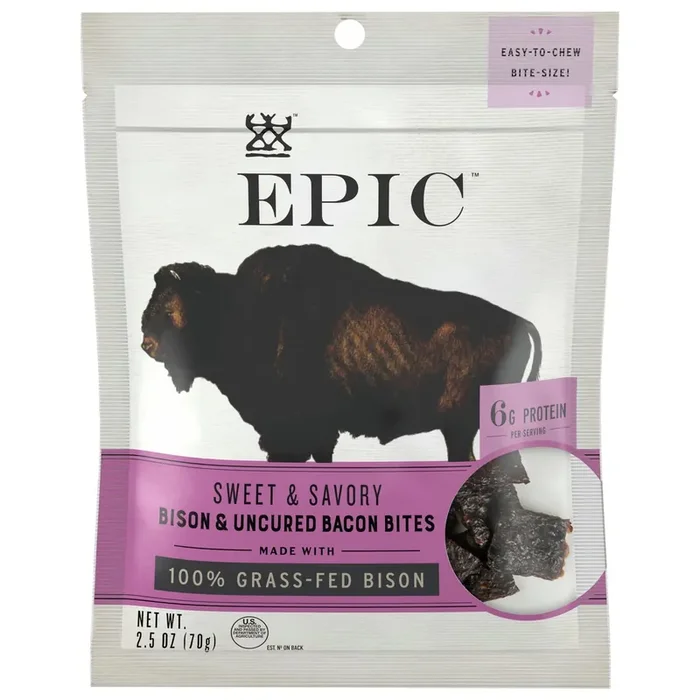 Epic Sweet & Savory Bison & Uncured Bacon Jerky Bites – 2.5 oz