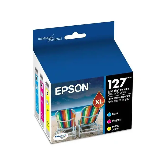 Epson 127XL C/M/Y 3pk Ink Cartridges – Cyan, Magenta, Yellow (T127520-CP) High Yield Printer Ink