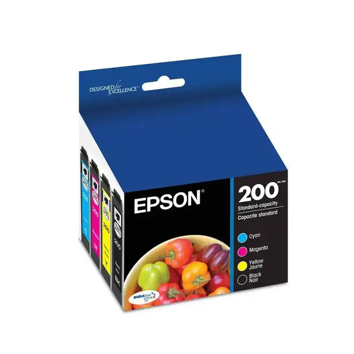 Epson 200 Black, C/M/Y 4pk Combo Ink Cartridges – Black, Cyan, Magenta, Yellow (T200120BCS)