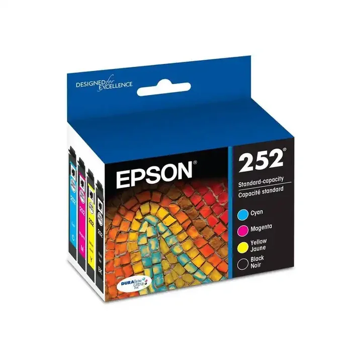 Epson 252 Black, C/M/Y 4pk Combo Ink Cartridges – Black, Cyan, Magenta, Yellow (T252120-BCS)