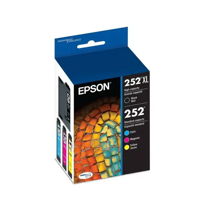 Epson 252XL Black, 252 C/M/Y Combo 4pk Ink Cartridges – Black, Cyan, Magenta, Yellow (T252XL-BCS-CP)