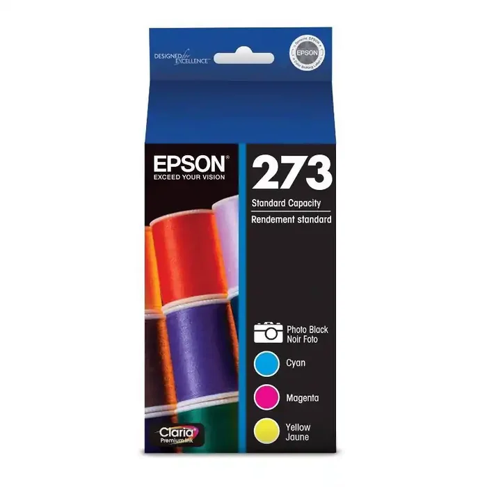Epson 273 Black, C/M/Y 4pk Combo Ink Cartridges – Black Cyan, Magenta, Yellow (T273520-CP)