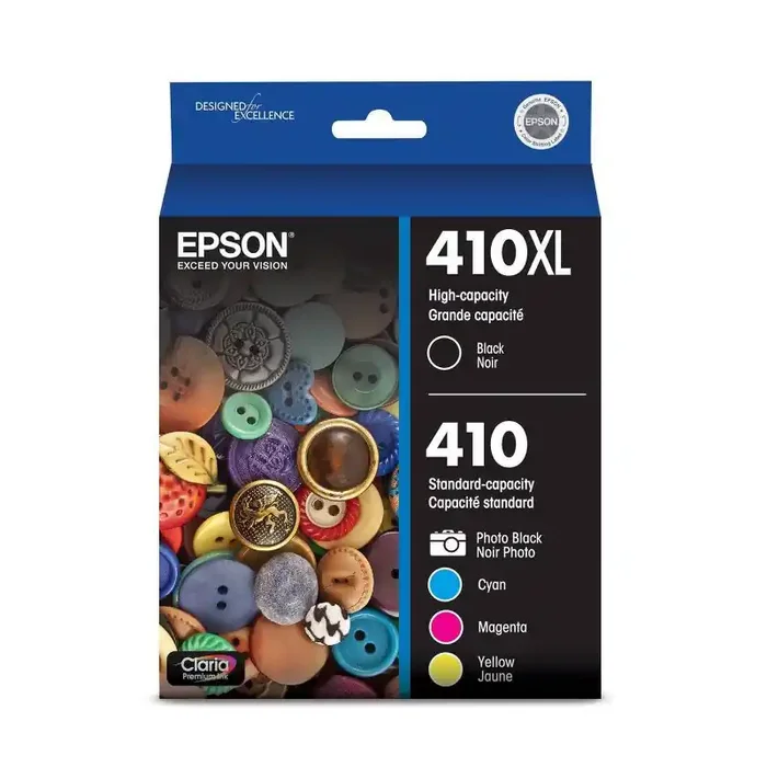 Epson 410XL Black & Standard Capacity Photo Black – C/M/Y Ink Cartridges Combo 5pk (T410XL-BCS)