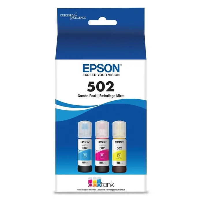 Epson 502 C/M/Y Ink Bottles – Cyan, Magenta, Yellow (T502520-CP)