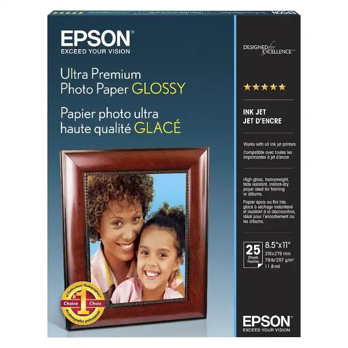 Epson Ultra Premium 25-ct. Glossy Photo Paper 8.5″x11″