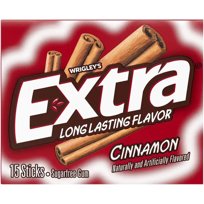 EXTRA Gum Cinnamon Sugar Free Chewing Gum, Single Pack, 15 Stick