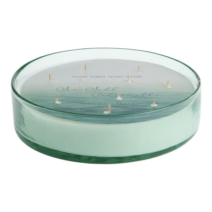 Extra Large Recycled Glass 10 Wick Scented Citronella Candle