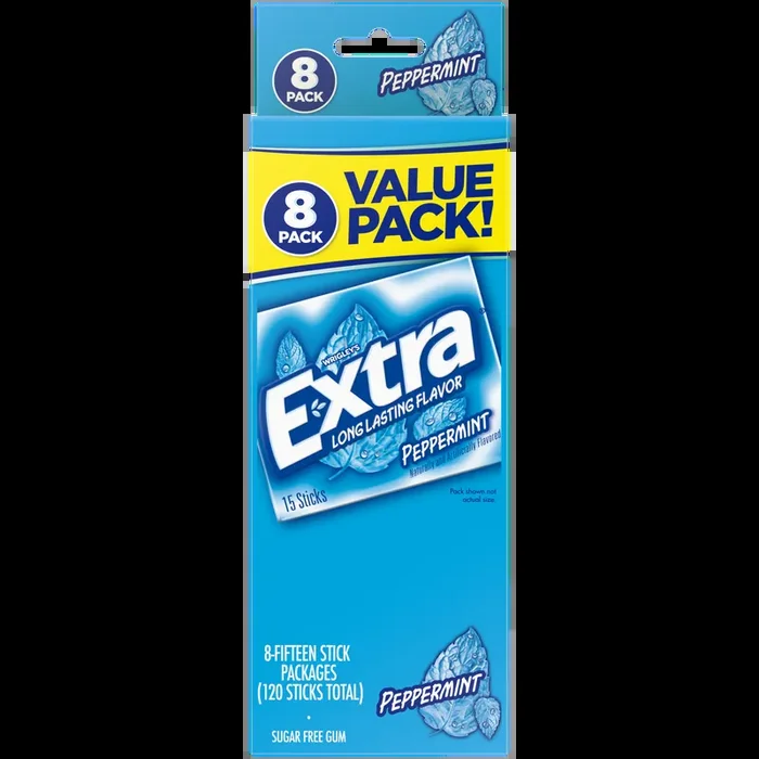 EXTRA Peppermint Sugar Free Chewing Gum Bulk, 8 Ct Bulk Pack