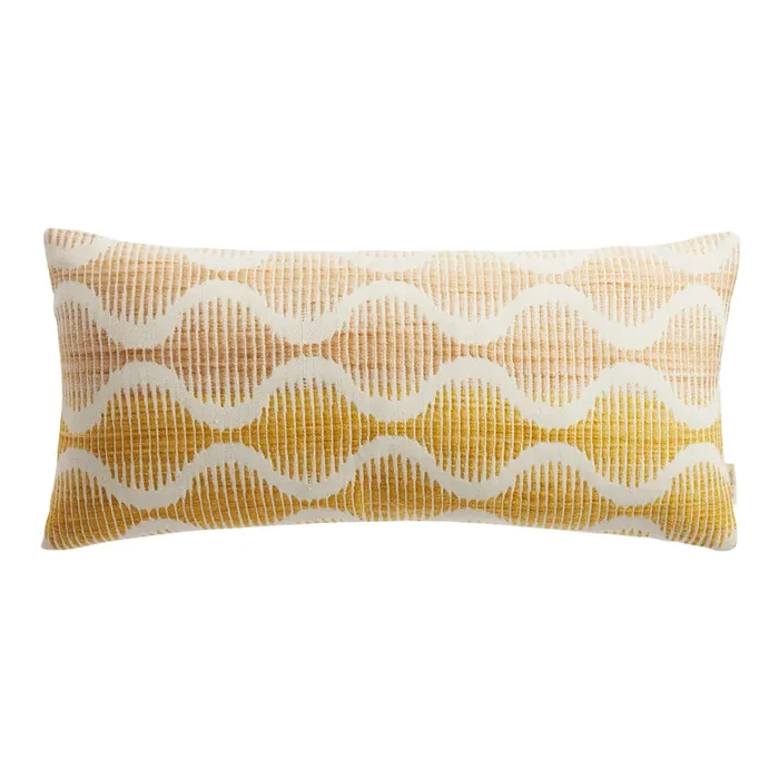 Extra Wide Wavy Lines Indoor Outdoor Lumbar Pillow