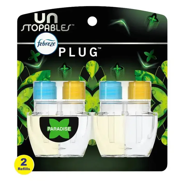 Febreze Unstopables Odor-Fighting Plug Air Freshener – Paradise – 0.87 fl oz/2pk