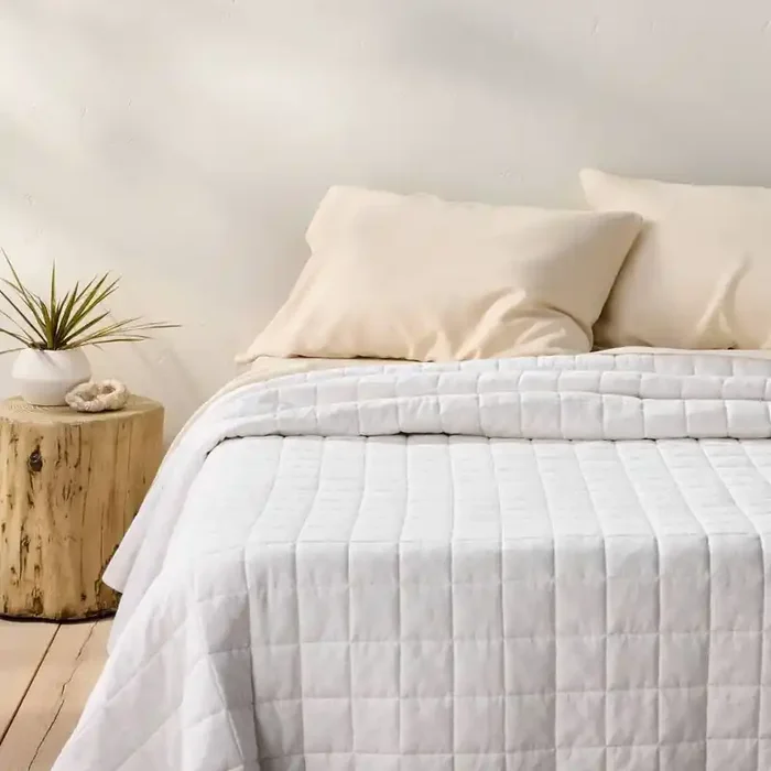 Full/Queen Heavyweight Linen Blend Quilt White – Casaluna™ Rayon & Cotton, OEKO-TEX Certified, Machine Washable