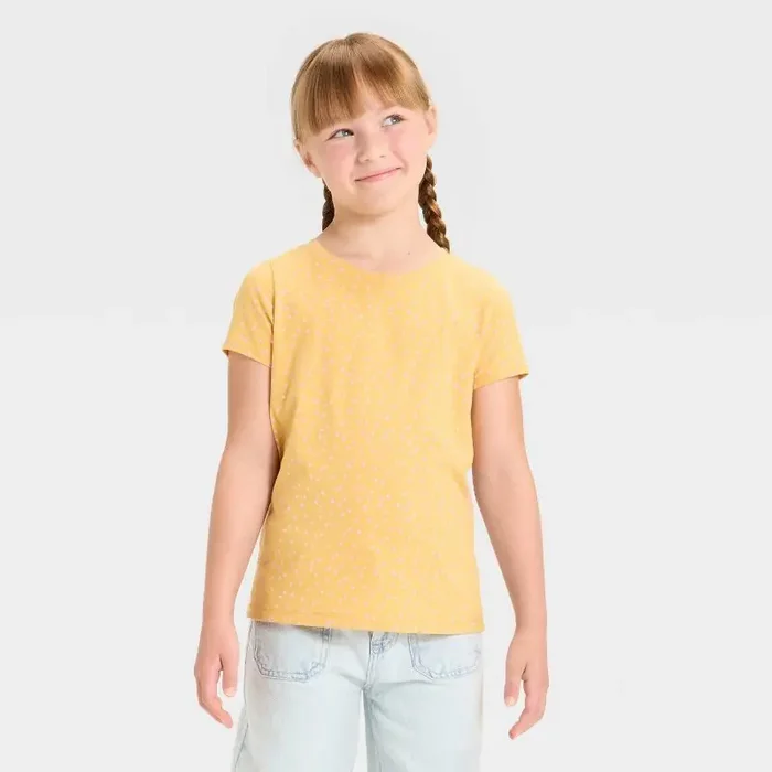 Girls‘ Short Sleeve Classic Fit T-Shirt – Cat & Jack™ Gold L