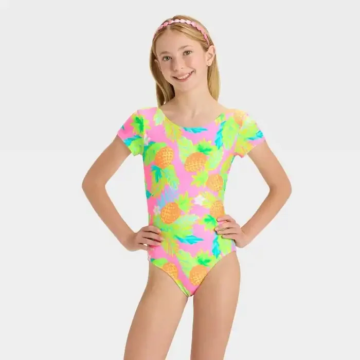 Girls‘ Tropical Pineapple One Piece Swimsuit – Cat & Jack™ XS