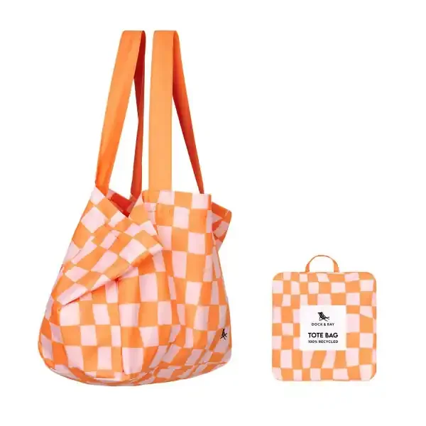 GROOVY CHECK FOLDAWAY TOTE BAGS