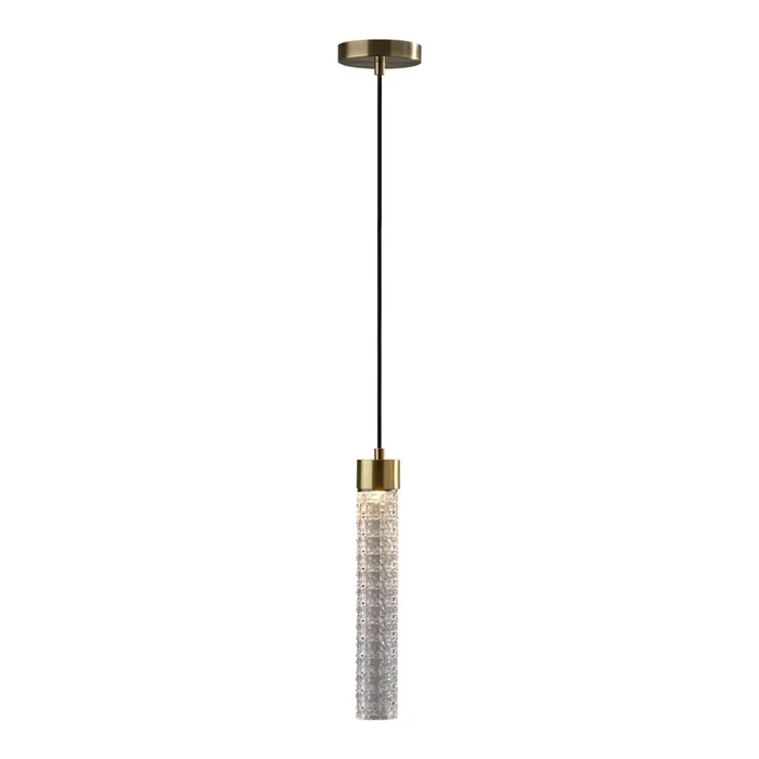 Harriet Antique Brass And Textured Glass LED Pendant Lamp