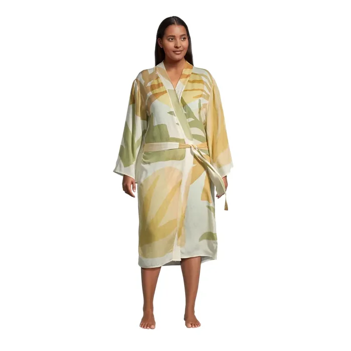 Indio Tan And Green Desert Abstract Robe