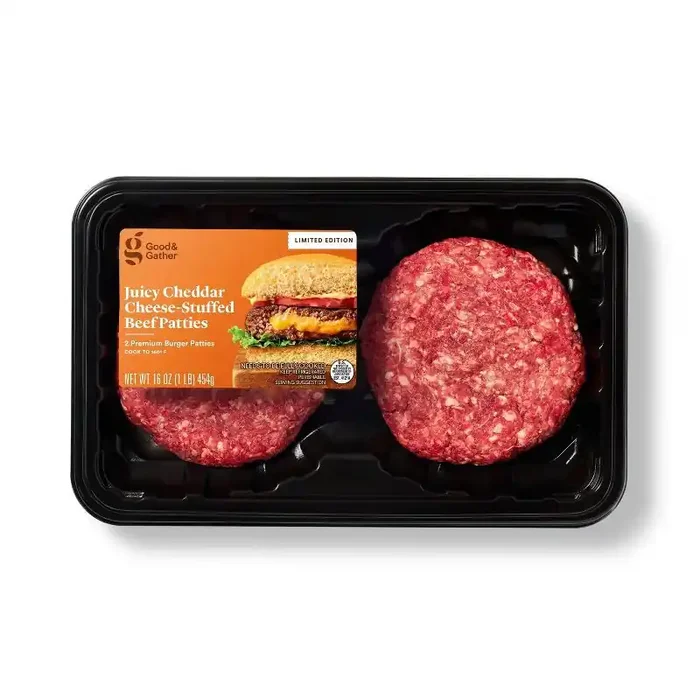 Juicy Cheddar Cheese Stuffed Beef Patties – 16oz/2ct – Good & Gather™