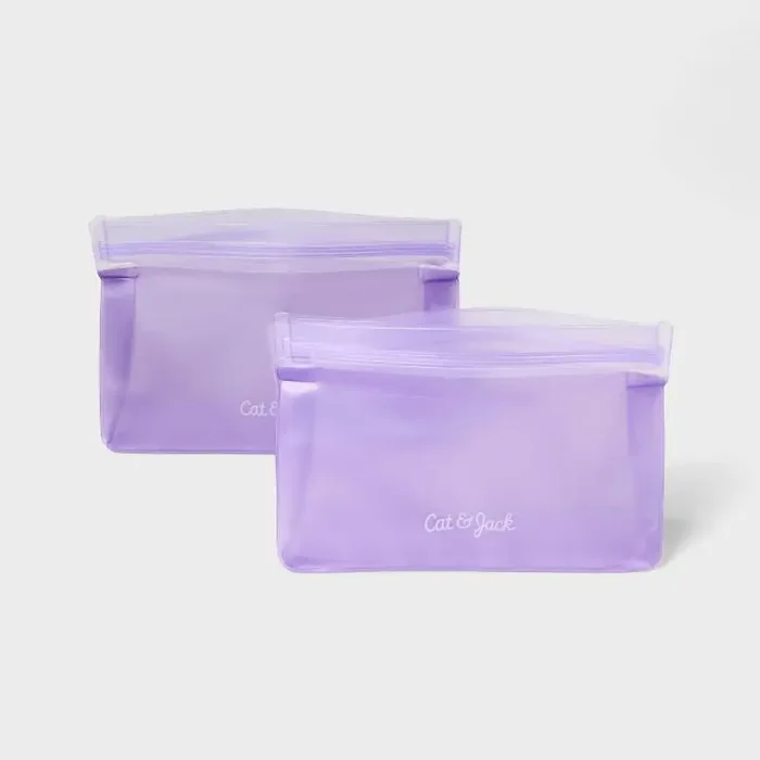Kids‘ 2pc Reusable Sandwich Bag – Cat & Jack™ Glitter Purple BPA-Free Snack Storage