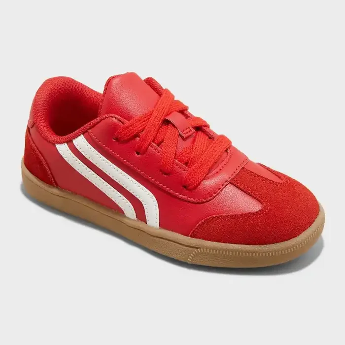 Kids‘ Boston Court Sneakers – Cat & Jack™ Red 2 Lace Up, Faux Leather, Non Marking Sole