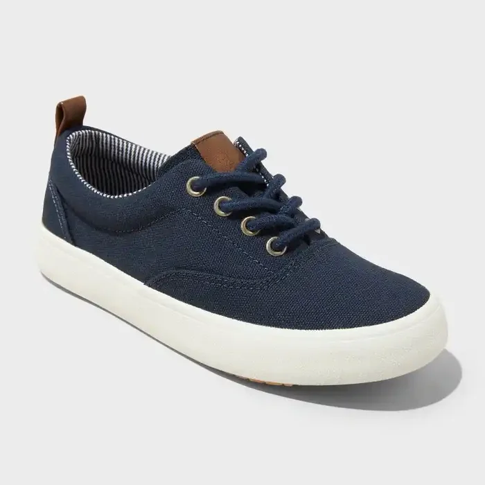 Kids‘ Jett Low Top Sneakers – Cat & Jack™ Navy Blue 4 Lace-Up, Padded Collar, Flocked Outsole, Medium Width