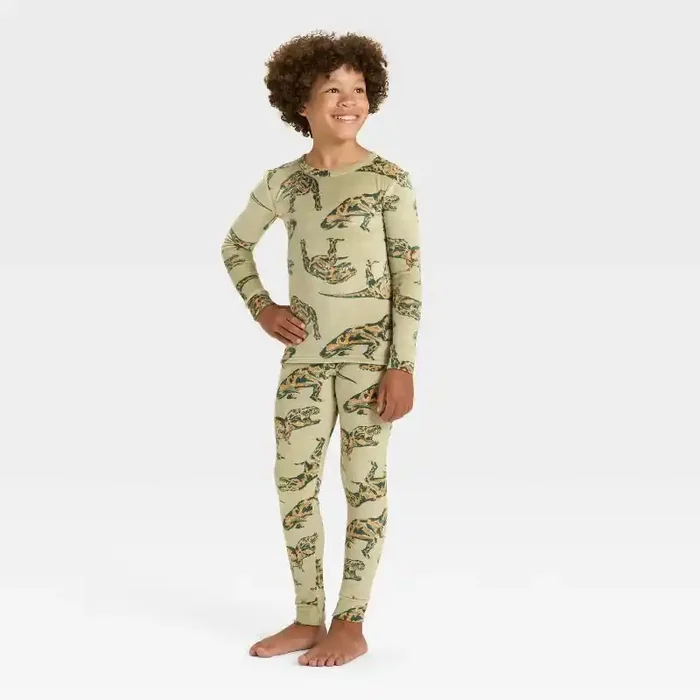 Kids‘ Long Sleeve Snuggly Soft Pajama Set – Cat & Jack™ Green 6
