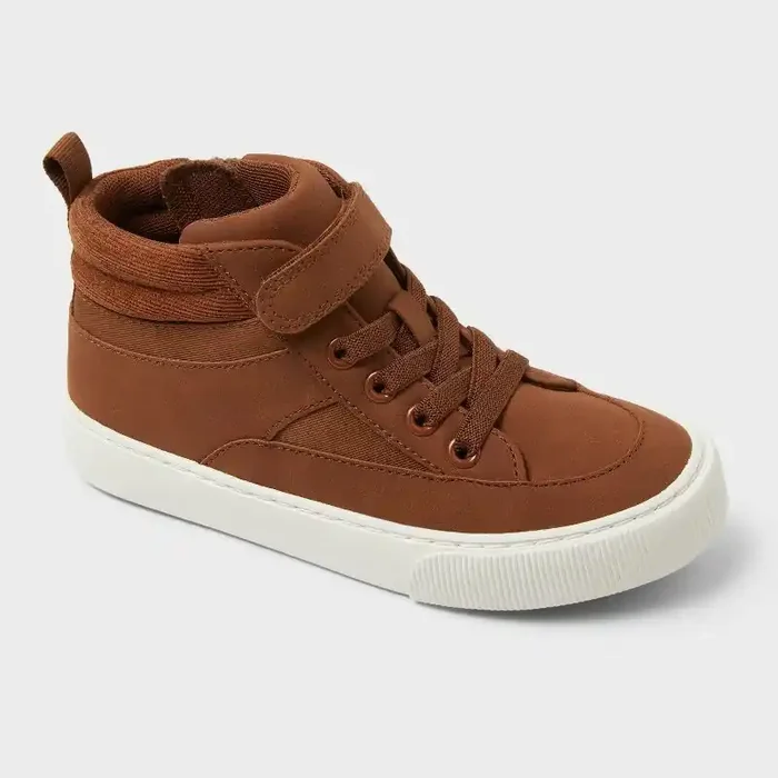 Kids‘ Robert Sneaker Boots – Cat & Jack™ Cognac 5 Zipper Closure, Padded Collar, Round Toe