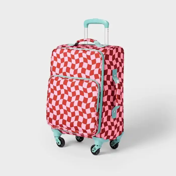 Kids‘ Softside Carry On Spinner Suitcase Pink Checkered – Cat & Jack™️